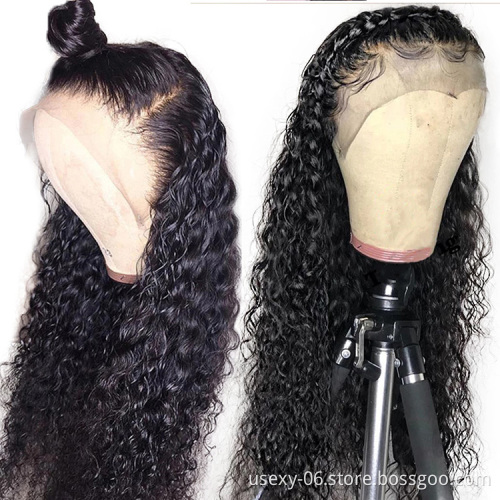 Best selling virgin hair 13x6 HD lace frontal wig HD human hair lace wig 100% human hair natural black water wave brazilian wig